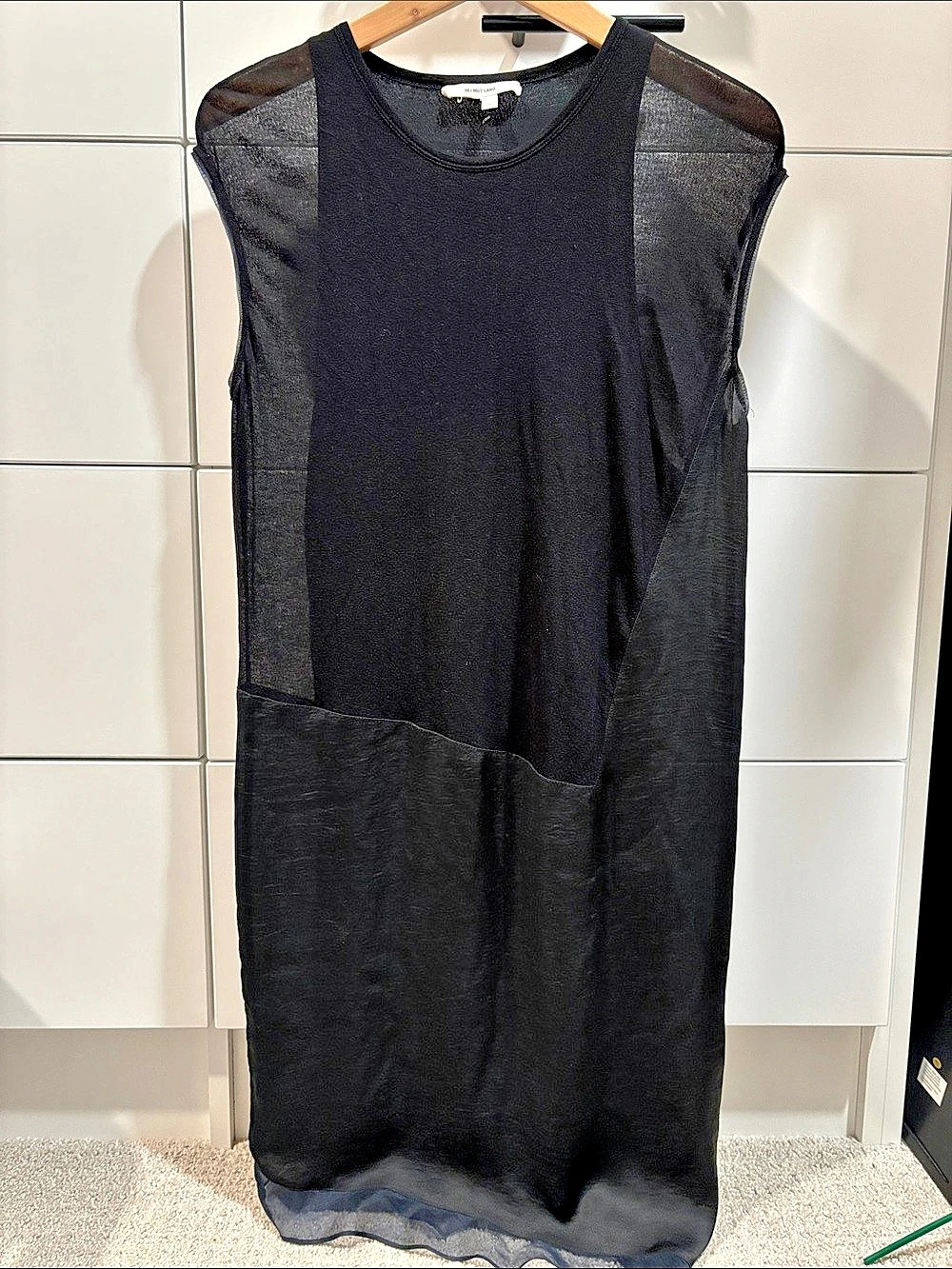 HELMUT LANG Black Sheer Panel Maxi Dress Size Small